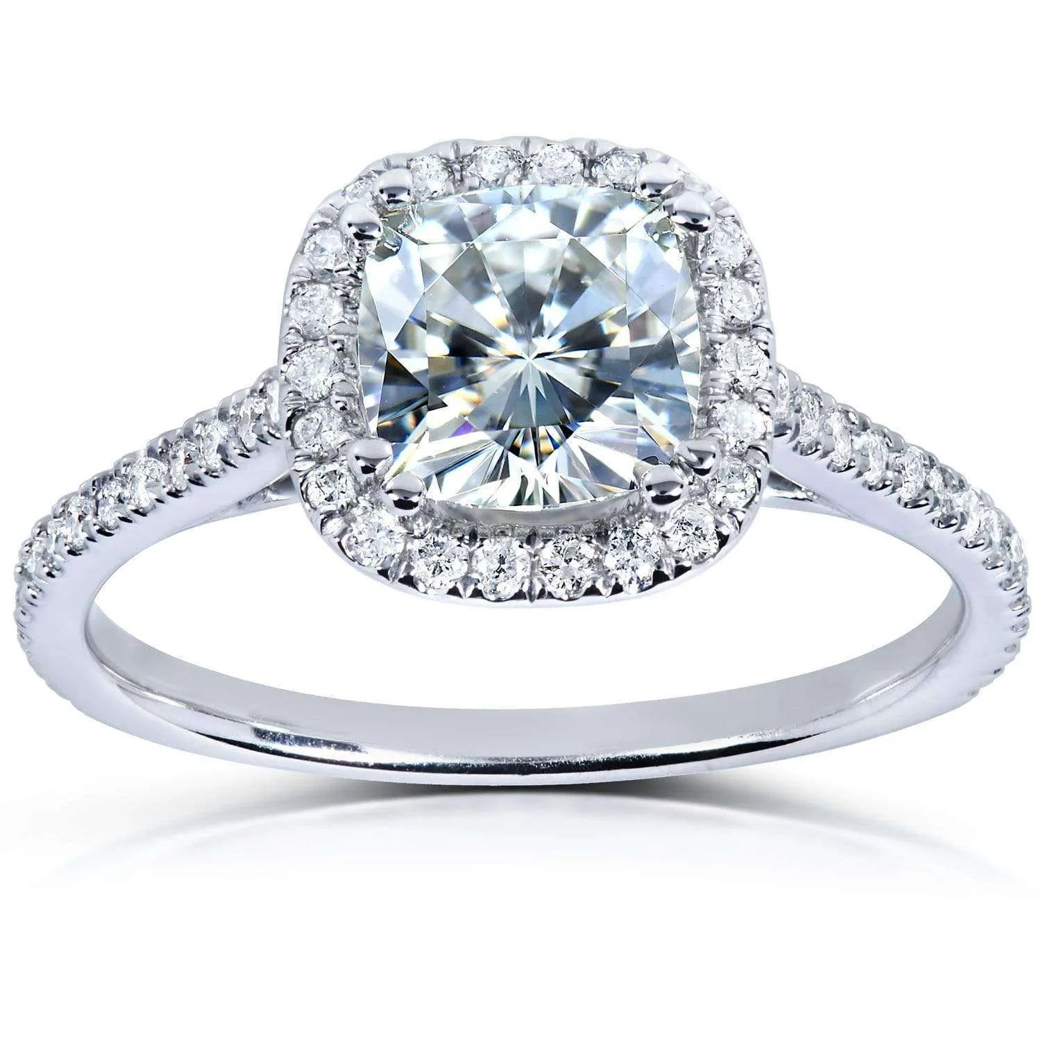 1-1/3ct.tw Cushion Moissanite Halo- Moissanite & Lab Diamonds