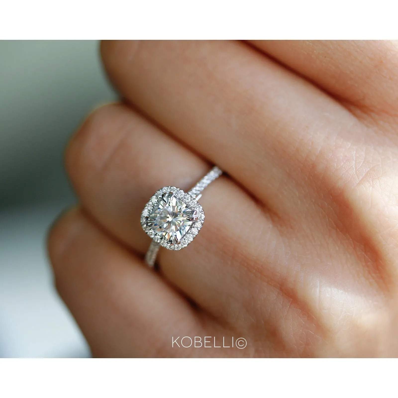 1-1/3ct.tw Cushion Moissanite Halo- Moissanite & Lab Diamonds