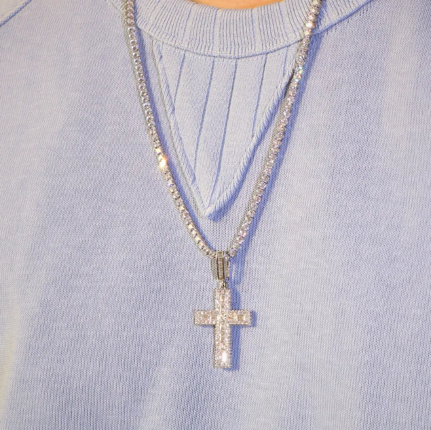 10K Gold Baguette Diamond Cross