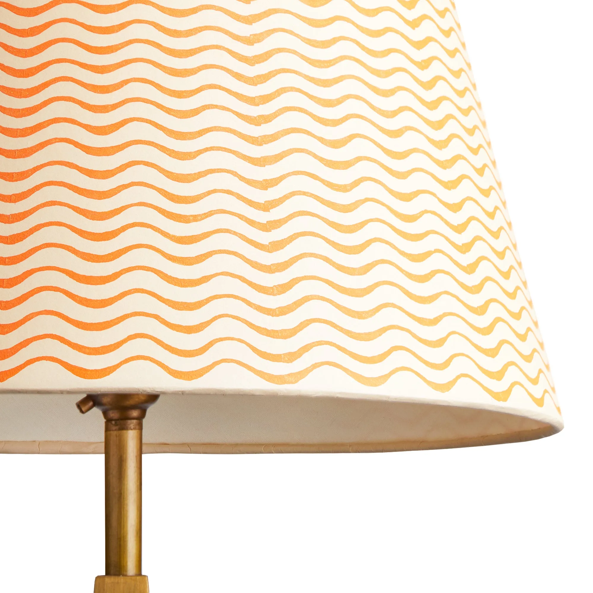 12cm tall tapered shade in tangerine ripples hand painted card