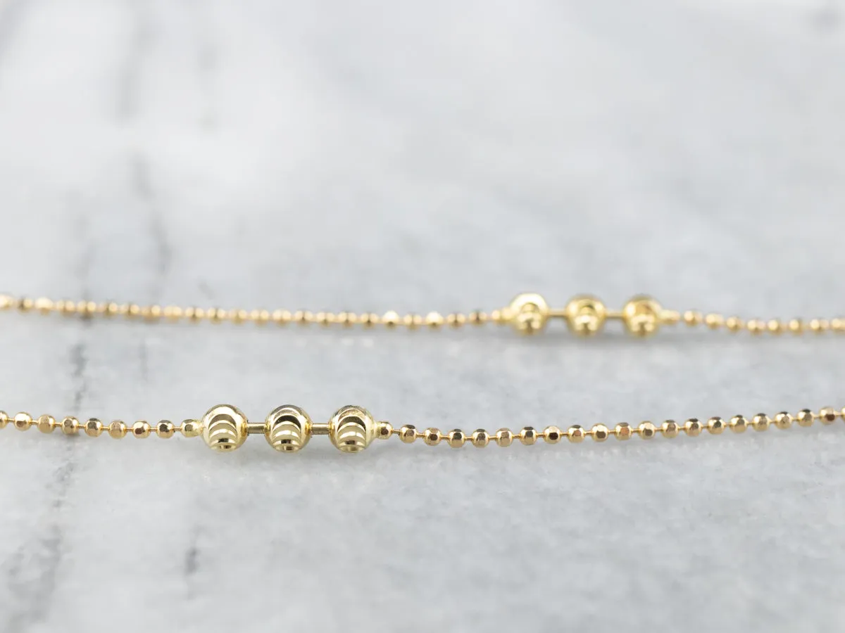 14K Gold Beaded Chain Anklet