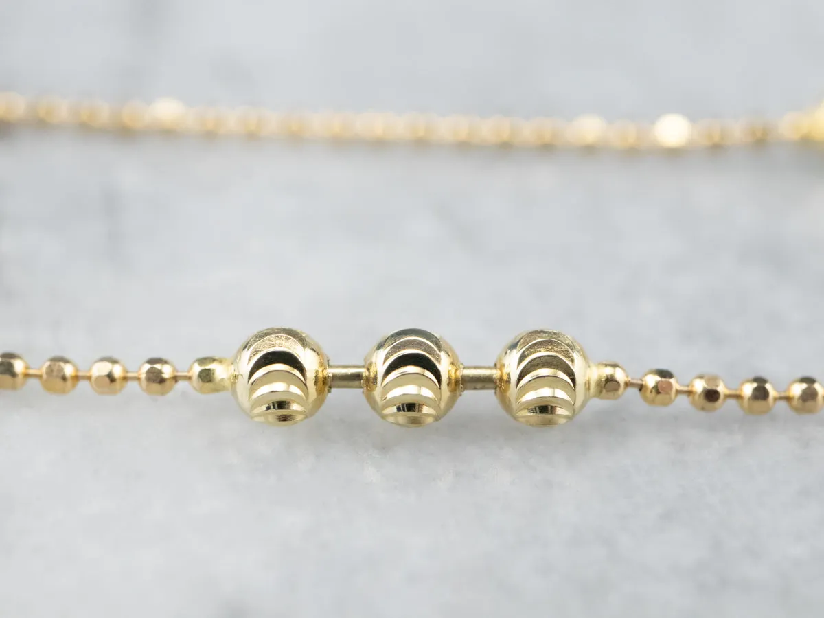 14K Gold Beaded Chain Anklet