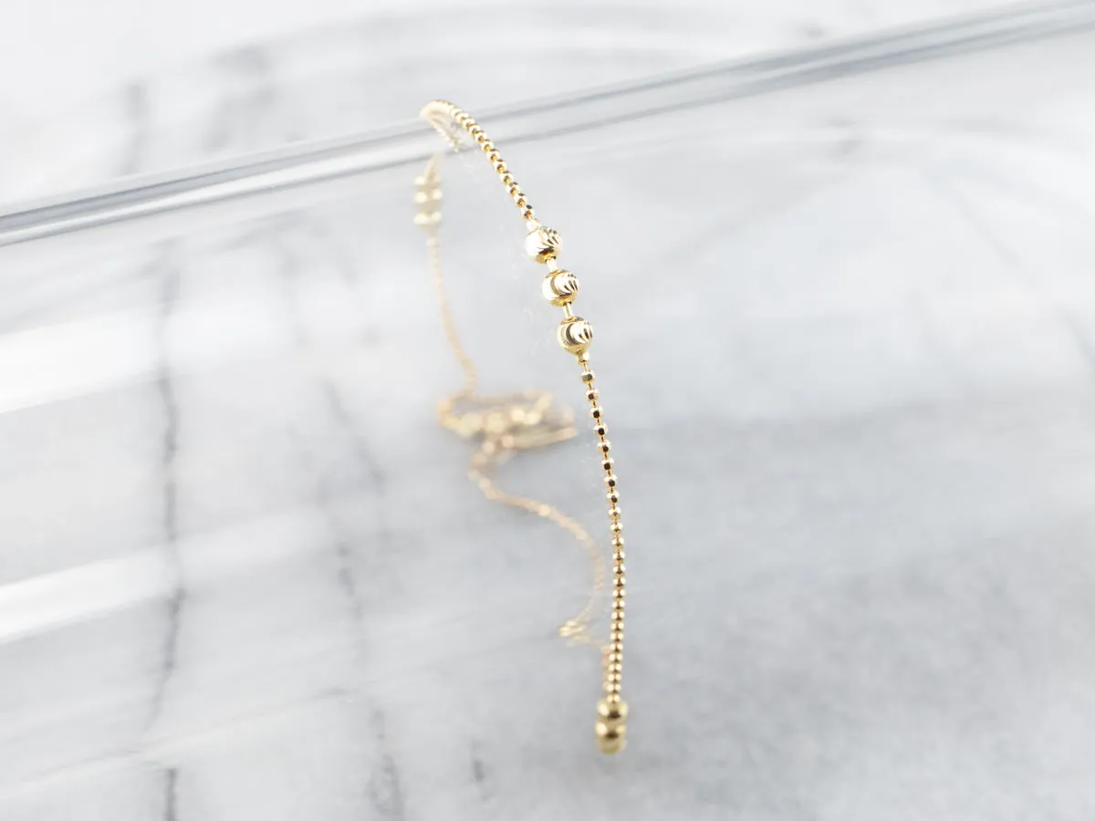 14K Gold Beaded Chain Anklet