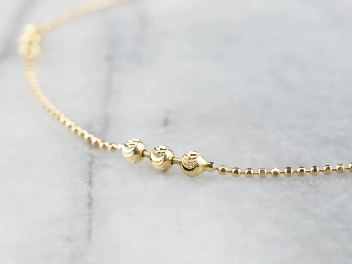 14K Gold Beaded Chain Anklet