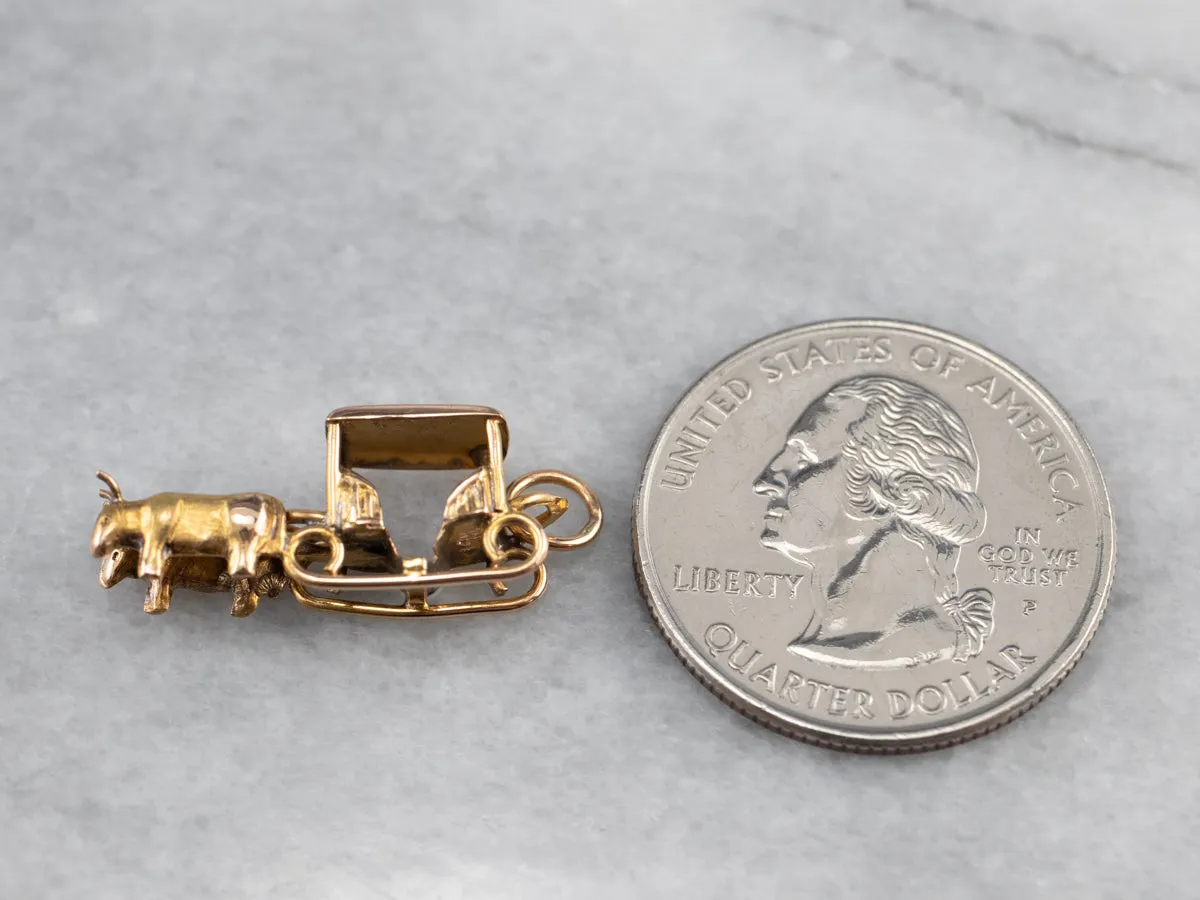 14K Gold Ox Drawn Sleigh Charm