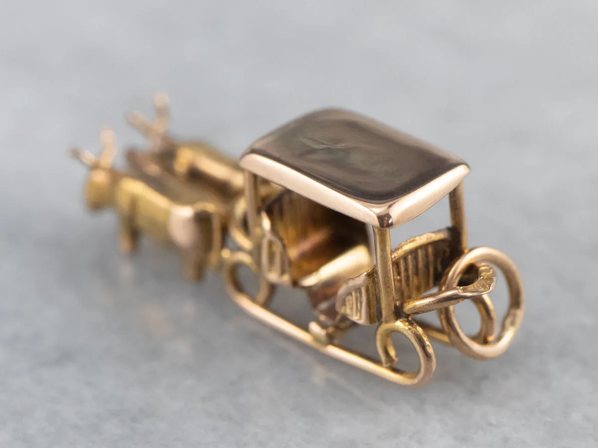 14K Gold Ox Drawn Sleigh Charm