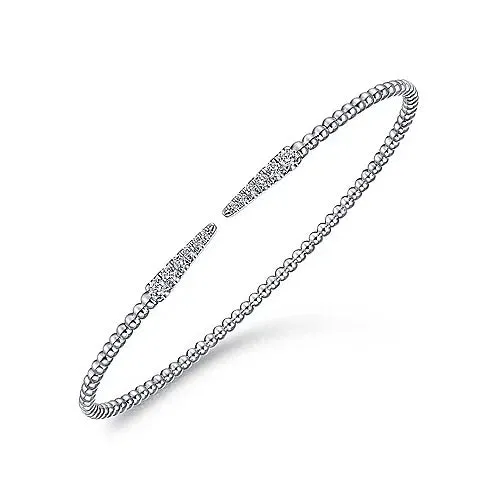 14K White Gold Bujukan Diamond Spikes Split Bangle