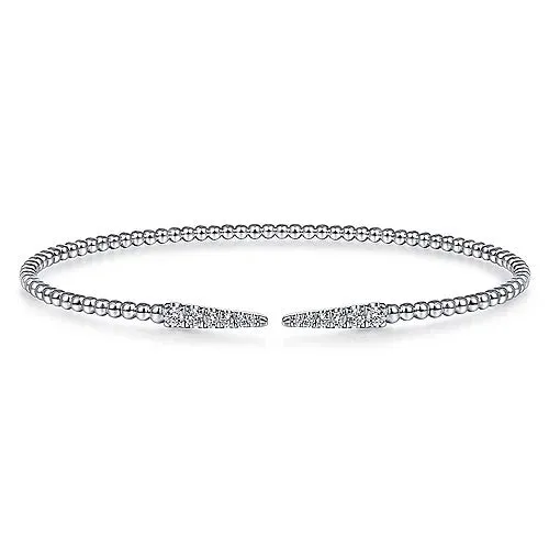 14K White Gold Bujukan Diamond Spikes Split Bangle