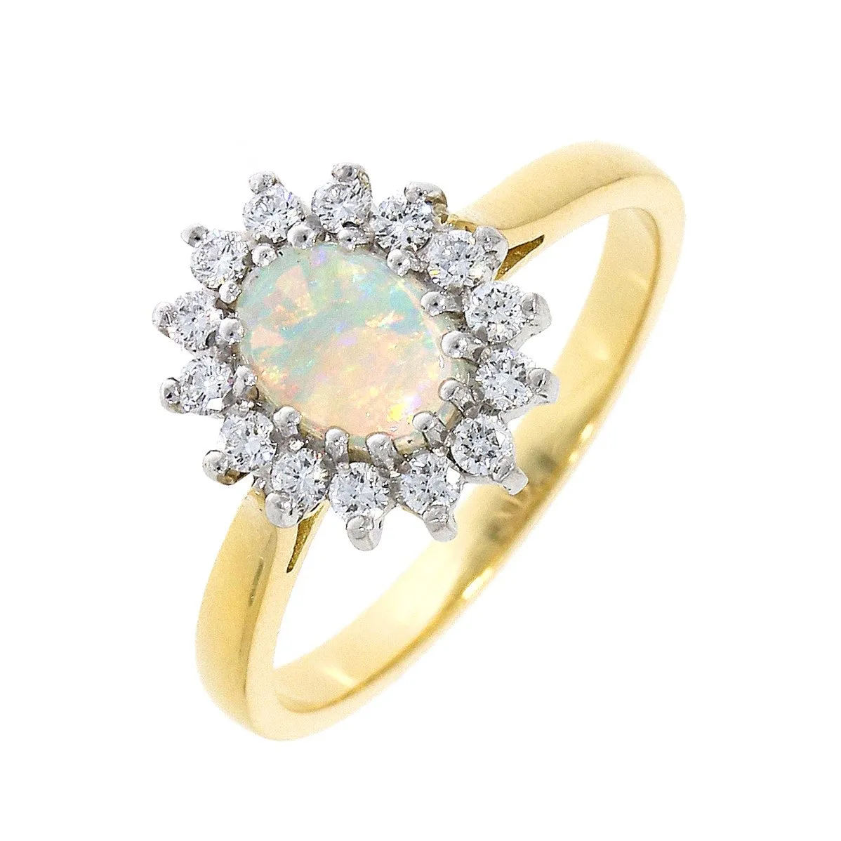 18ct Opal & Diamond Cluster Ring