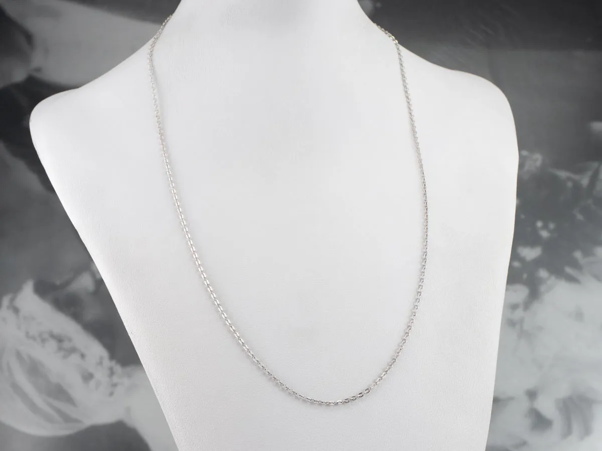 18K White Gold Cable Chain