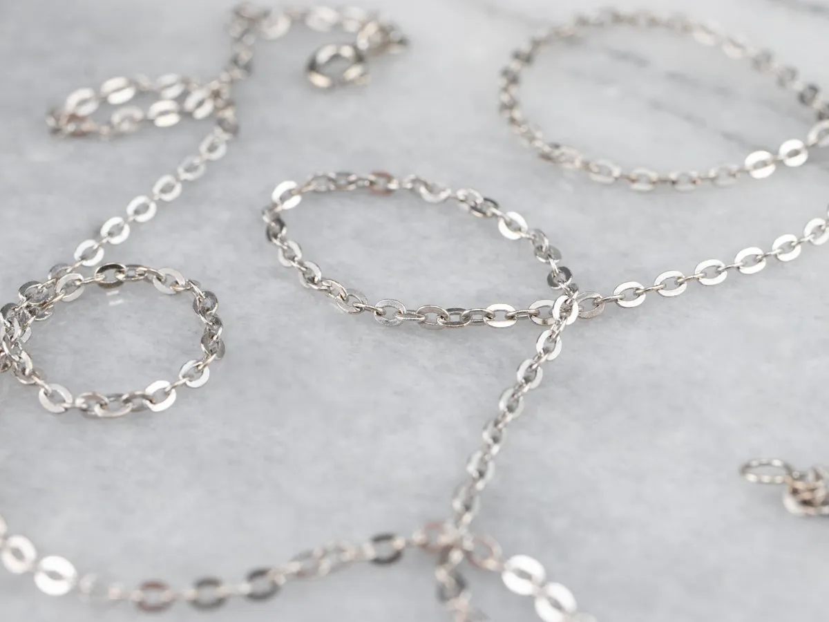 18K White Gold Cable Chain