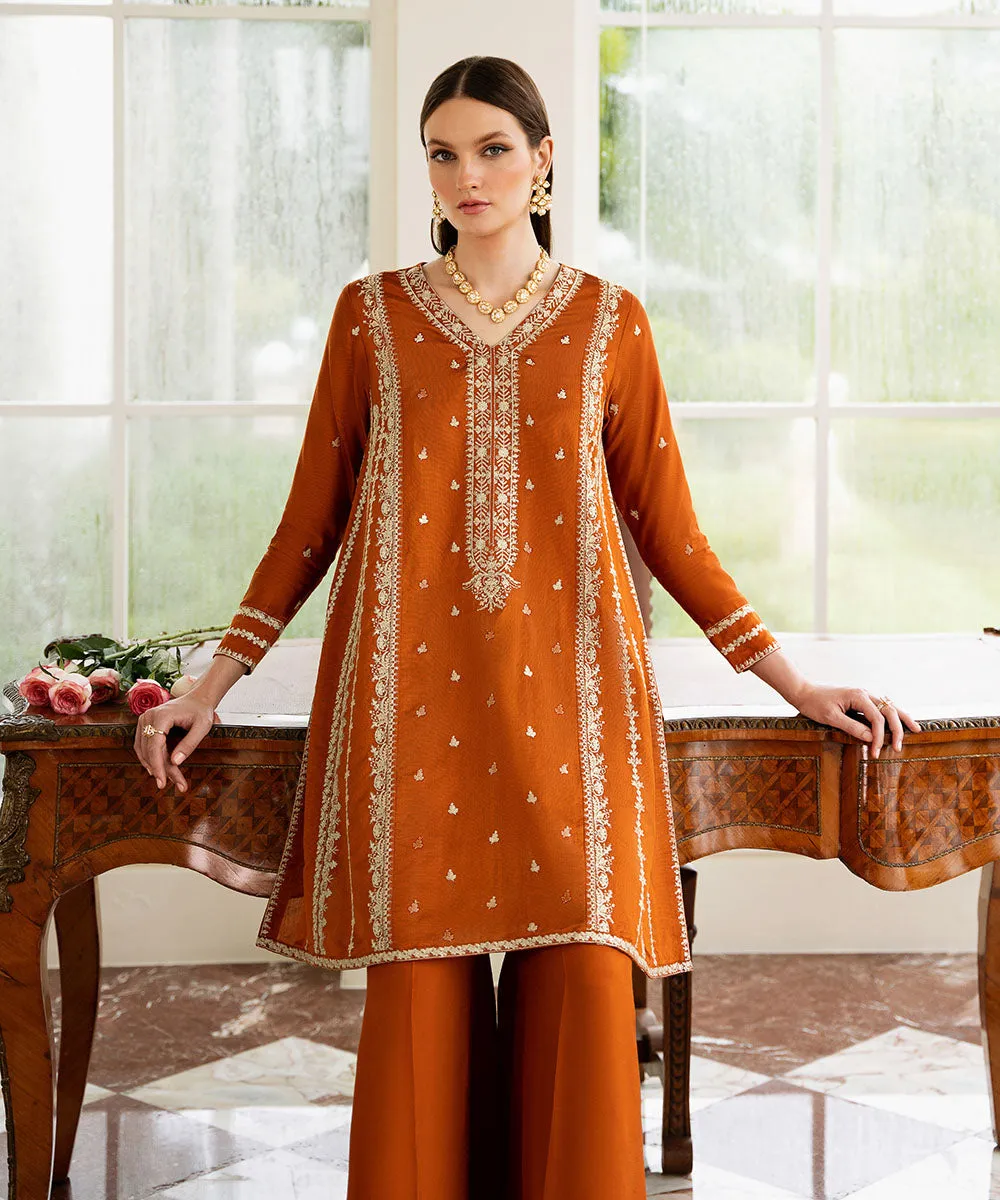 2 Piece - Embroidered Cotton Net Suit