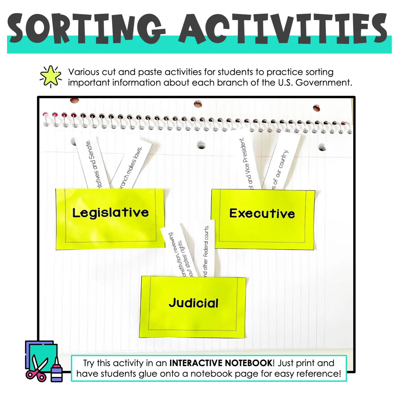 3 Branches of Government Activity | Interactive Notebook | Google Slides | Printable Classroom Resource | Teaching with Aris