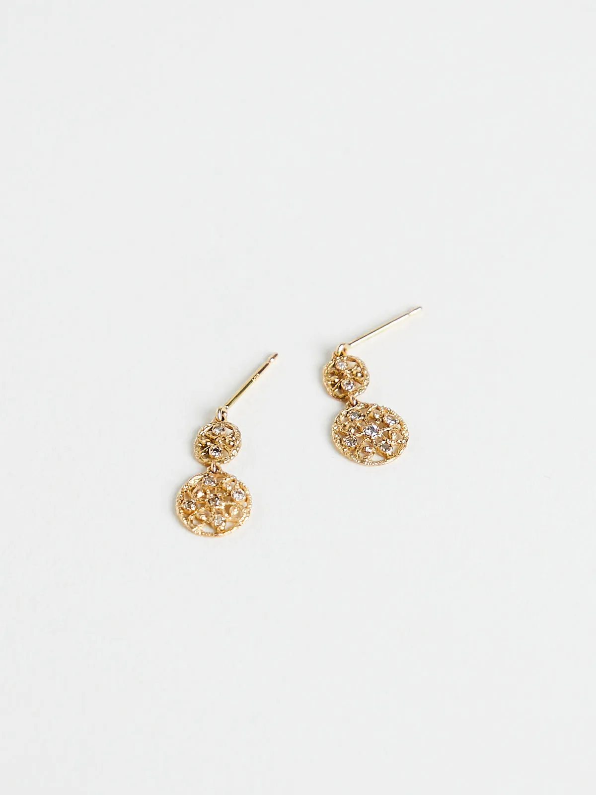 3057 Earrings in 14k Yellow Gold with 14 Brown Diamonds