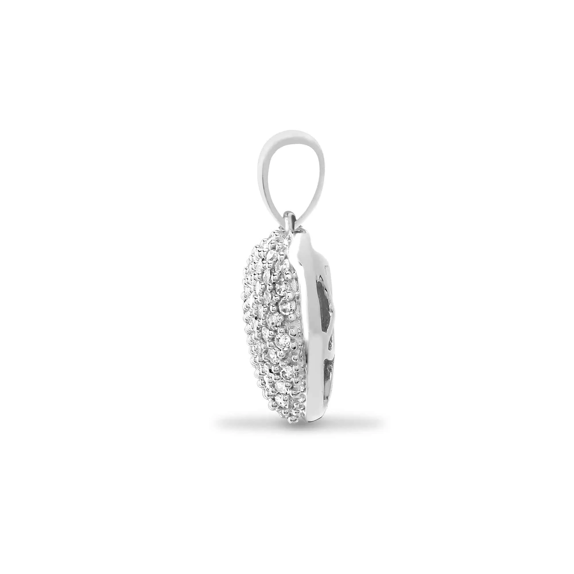 9ct White 0.25ct Pave Set Diamond Heart