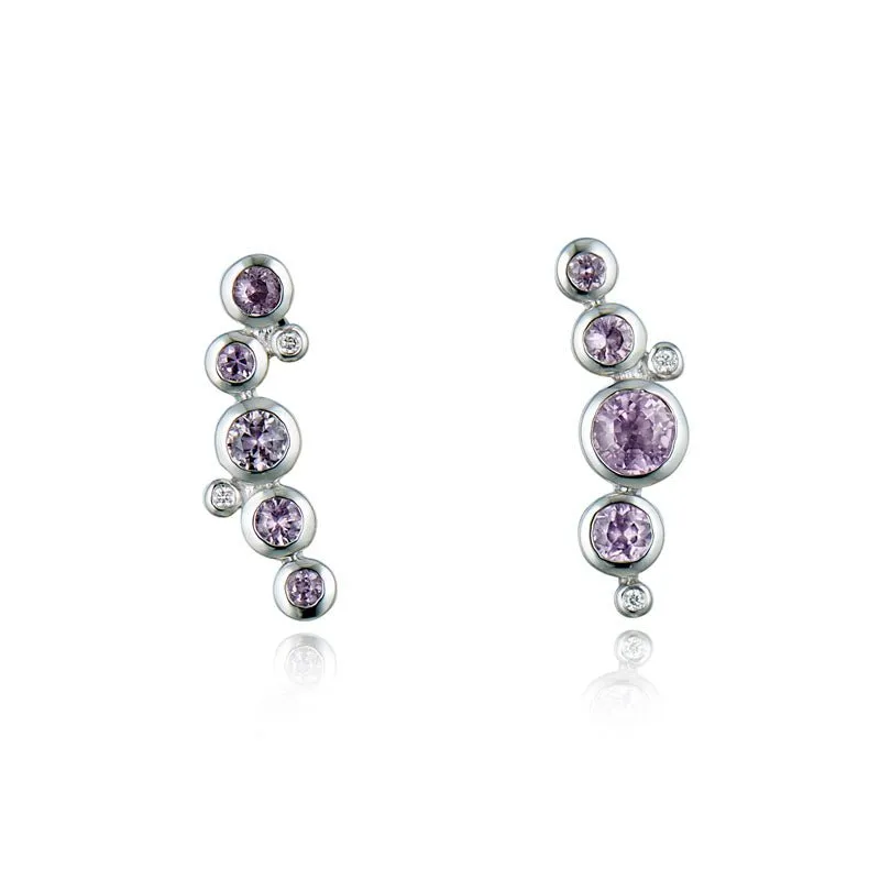 9ct White Gold & Pink Sapphire Earrings