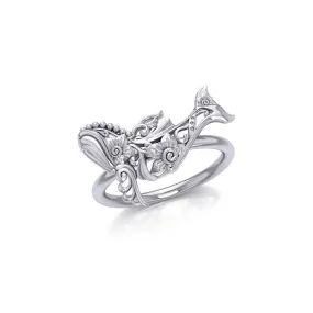 A gift of solitude Sterling Silver Humpback Whale Filigree Ring Jewelry TRI1795