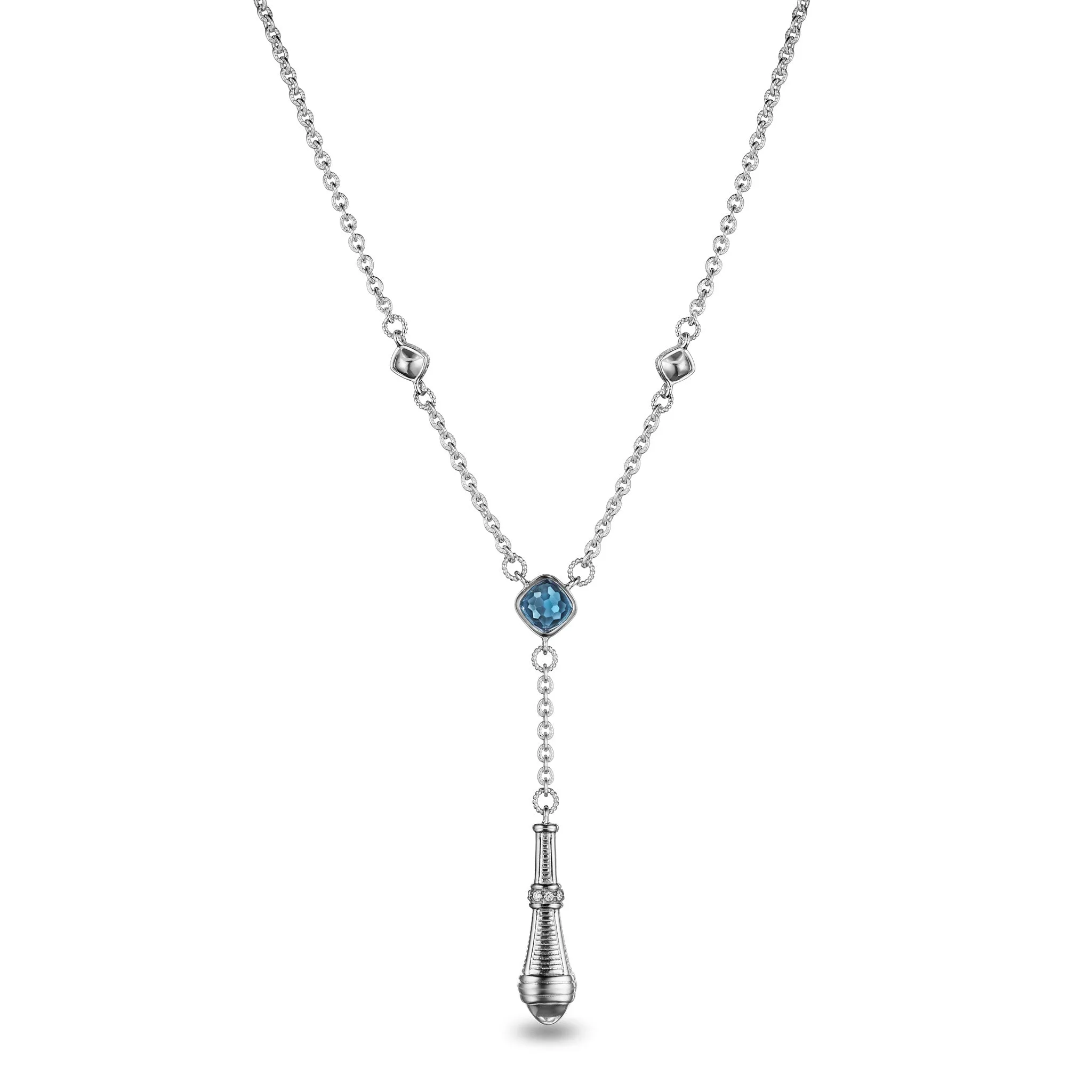 Adrienne Drop Necklace with London Blue Topaz and Diamonds