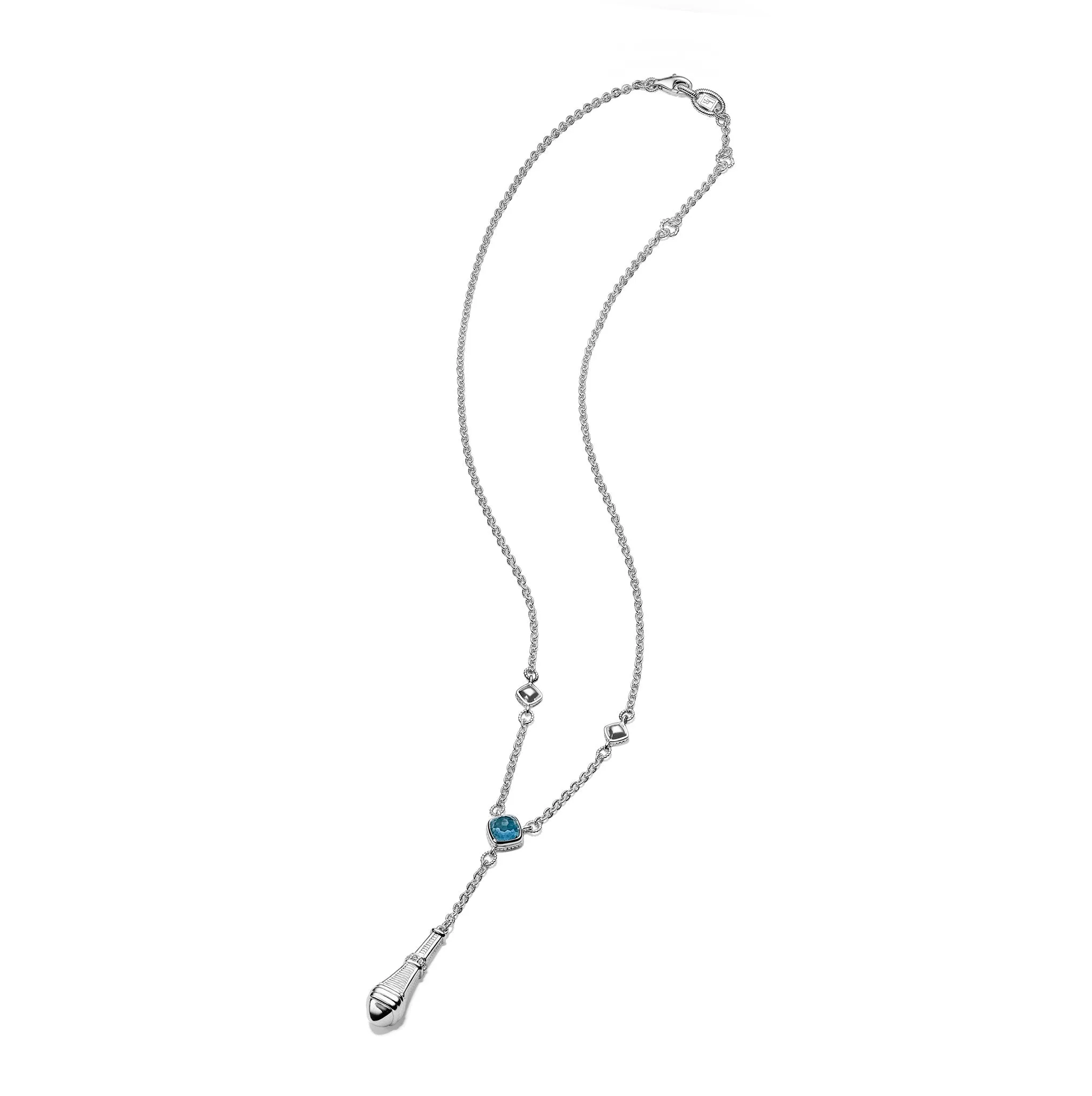 Adrienne Drop Necklace with London Blue Topaz and Diamonds