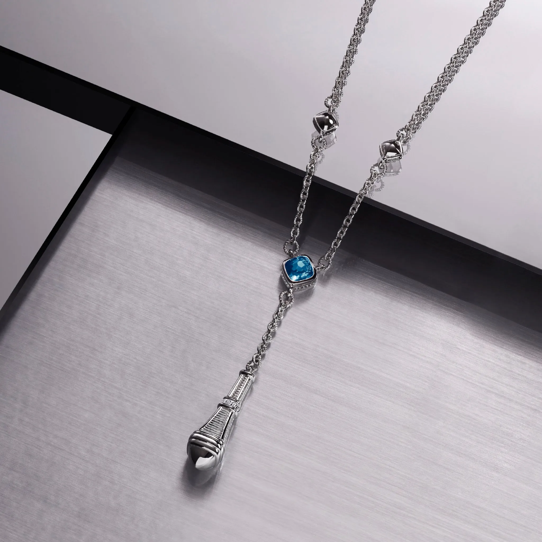 Adrienne Drop Necklace with London Blue Topaz and Diamonds