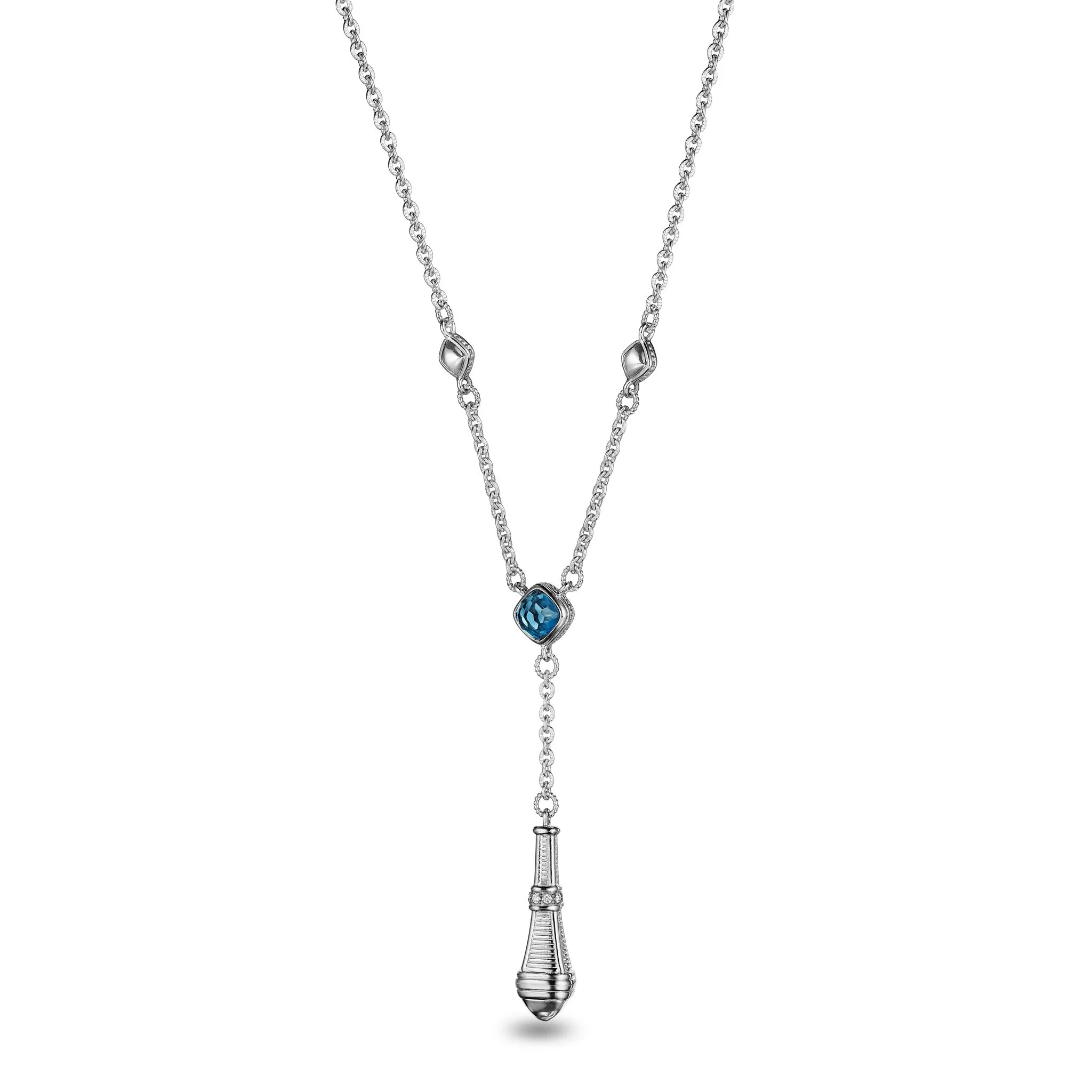 Adrienne Drop Necklace with London Blue Topaz and Diamonds