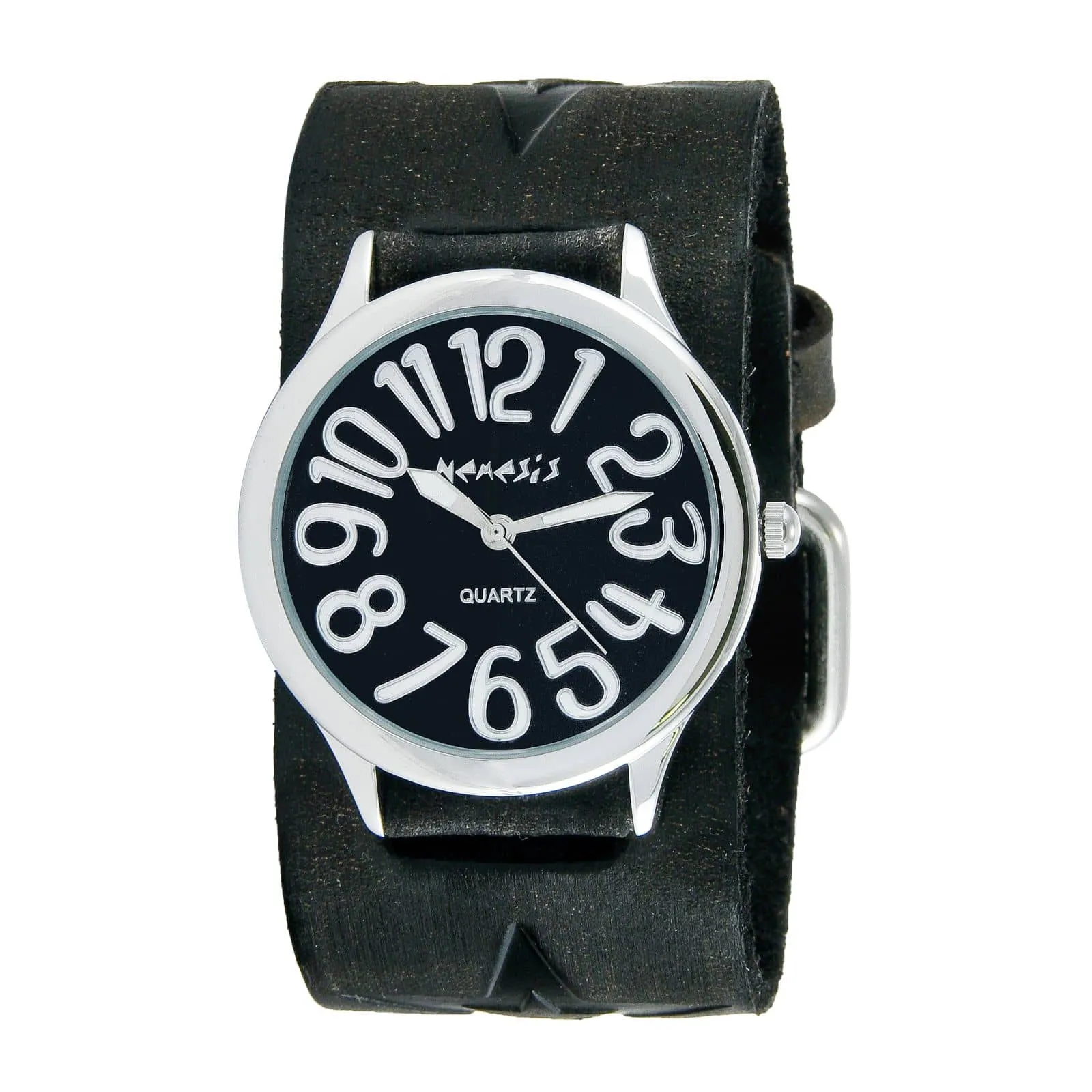 Always Summer Ladies Black Watch with Star Black Leather Cuff