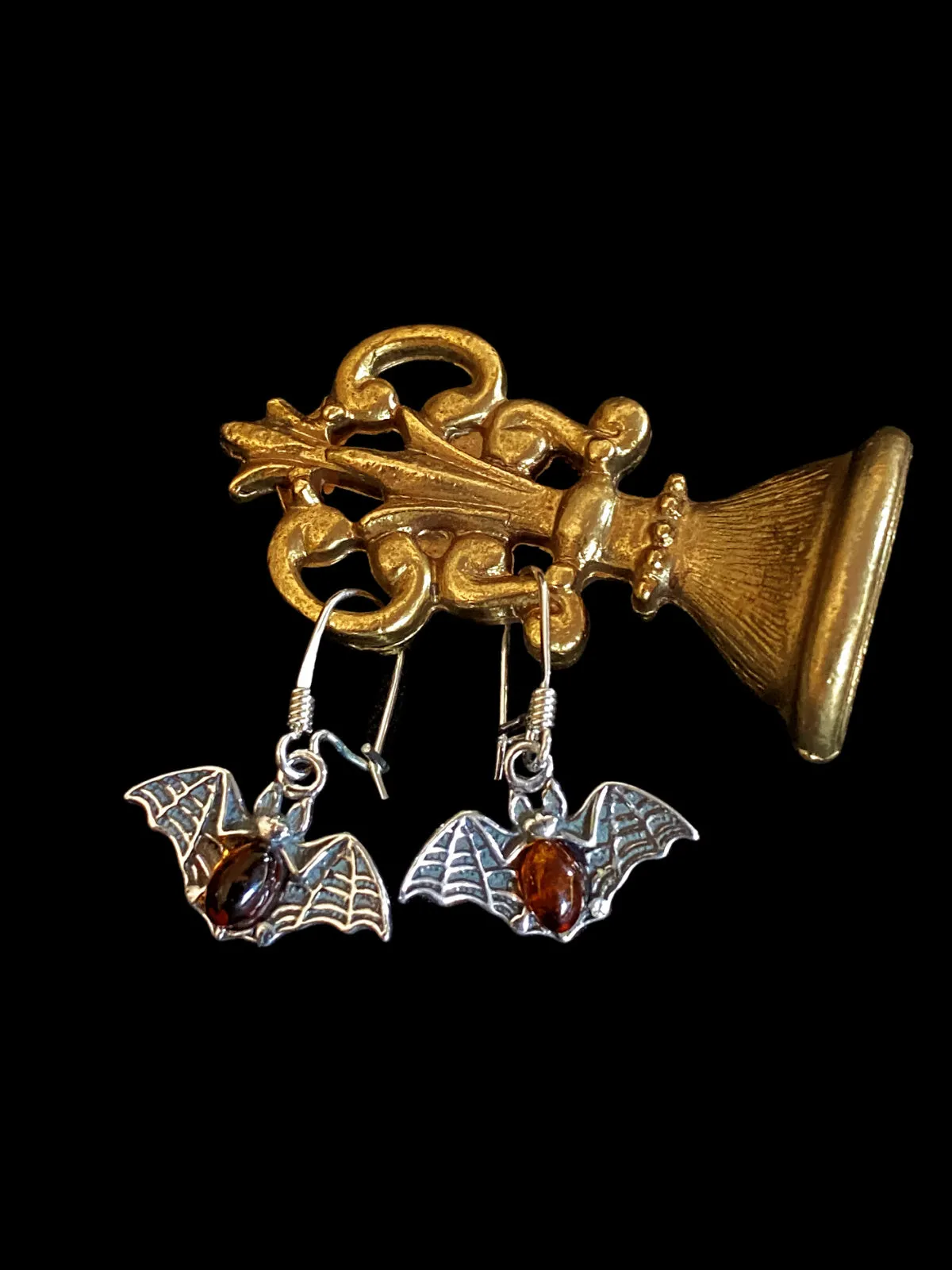 Amber Bat Dangles