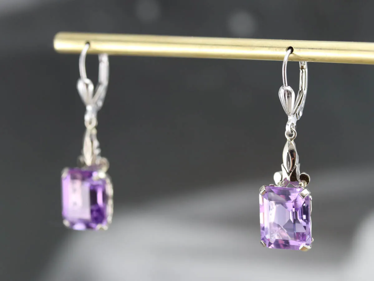 Amethyst White Gold Drop Earrings