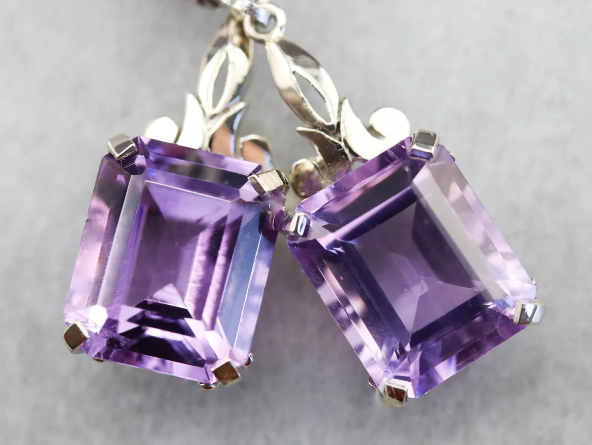 Amethyst White Gold Drop Earrings