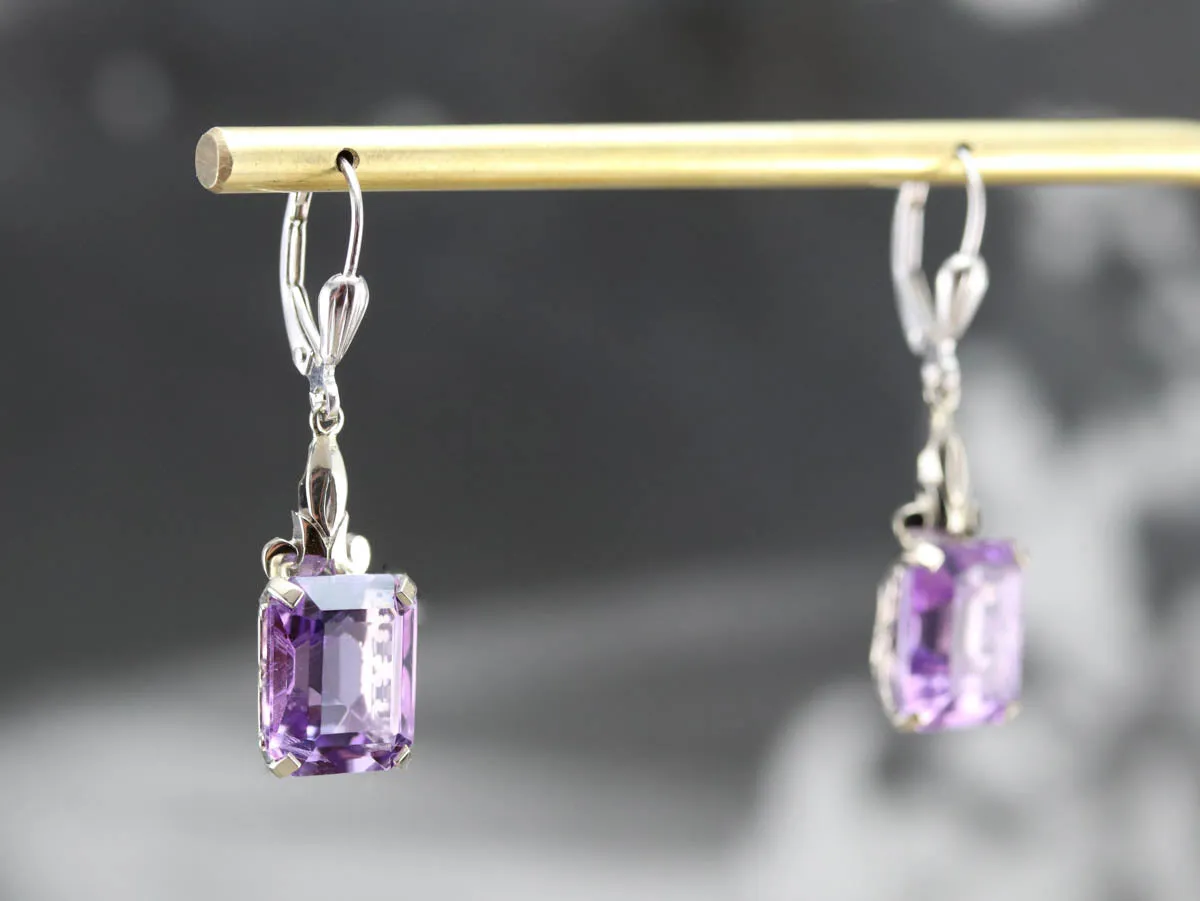 Amethyst White Gold Drop Earrings