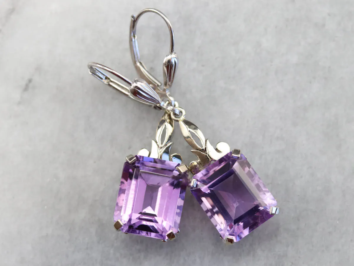 Amethyst White Gold Drop Earrings