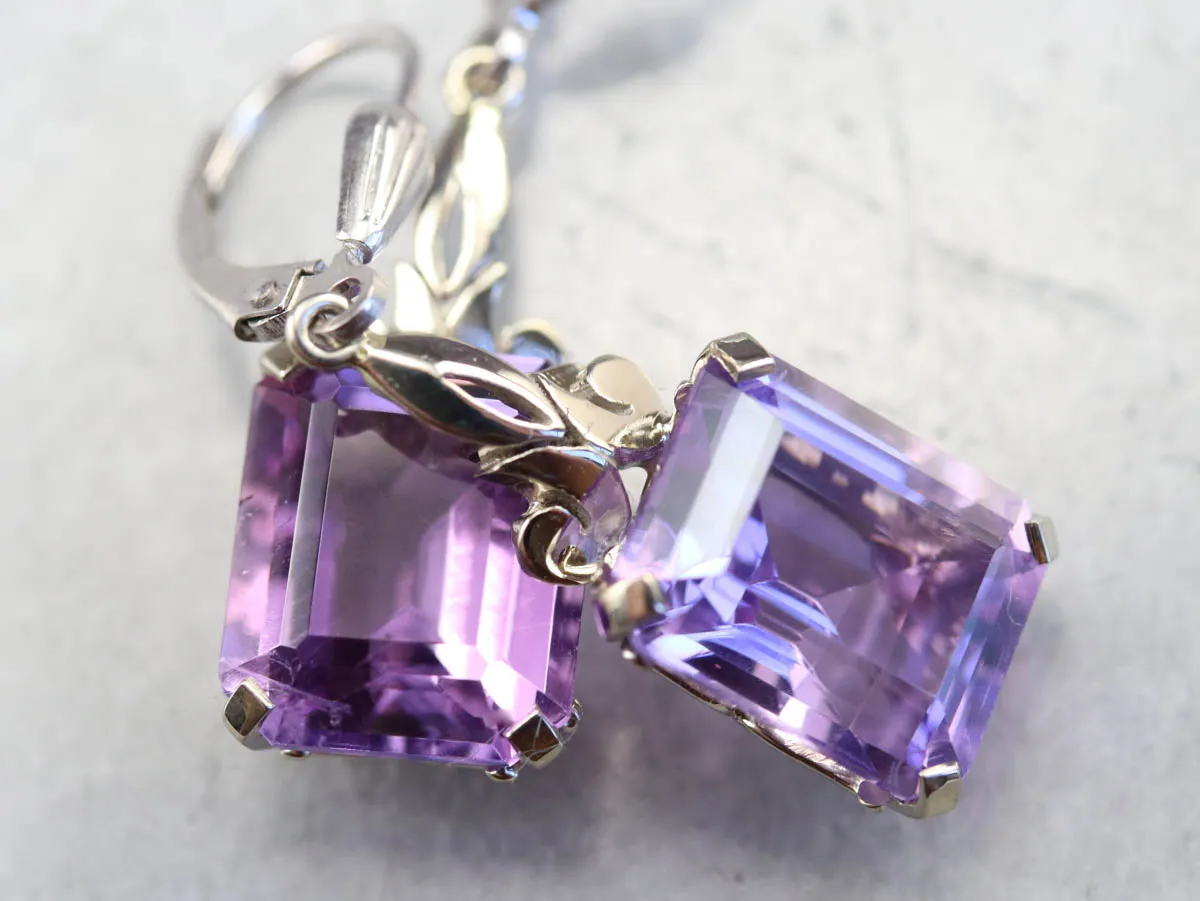 Amethyst White Gold Drop Earrings