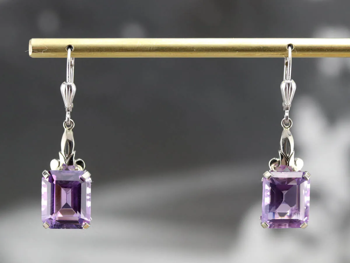 Amethyst White Gold Drop Earrings