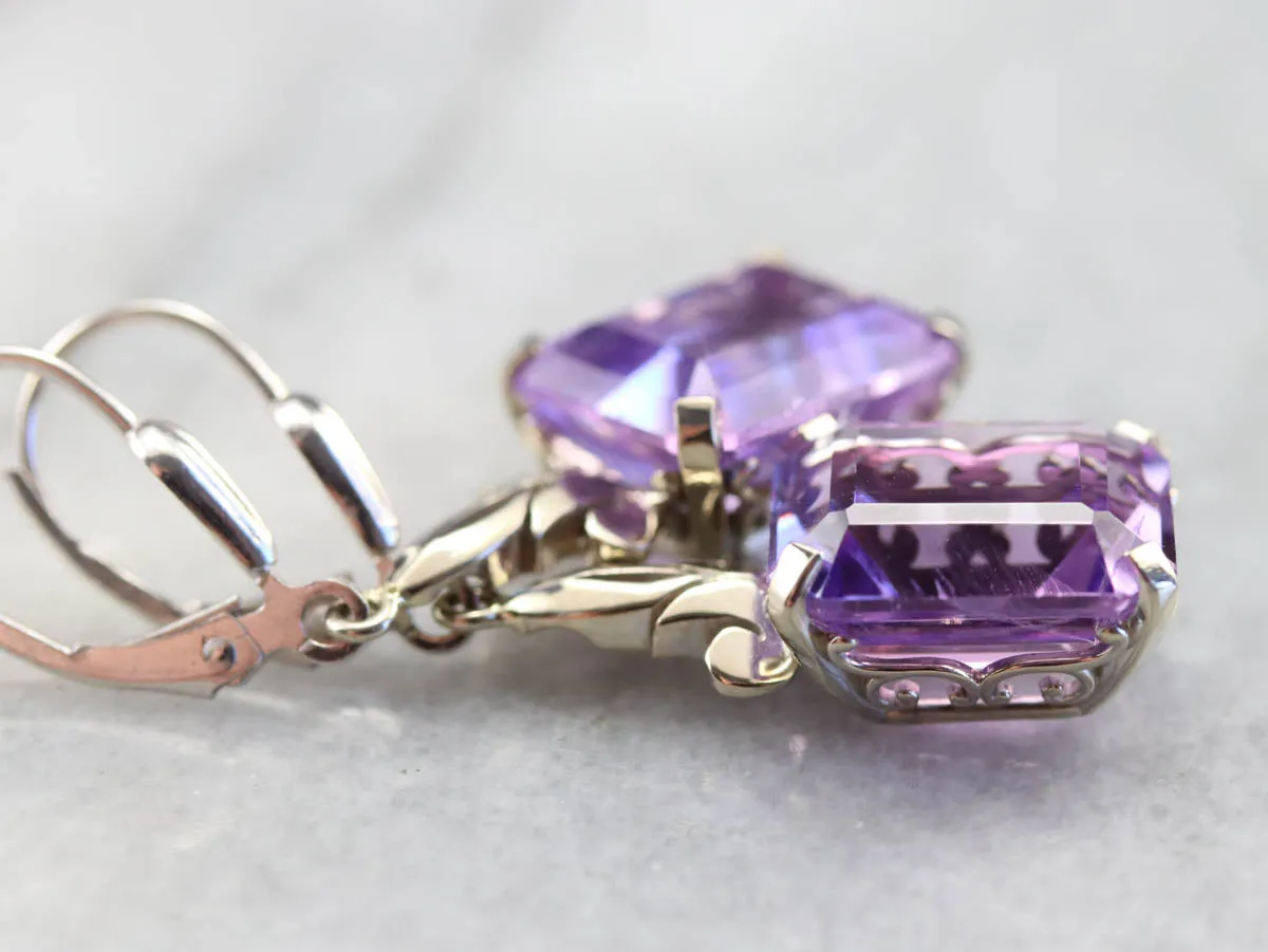 Amethyst White Gold Drop Earrings