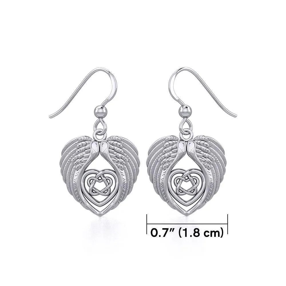 Angel Wing with Celtic Heart Silver Earrings TER1920