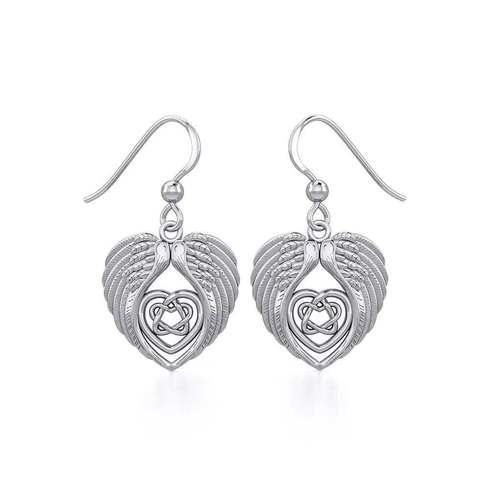 Angel Wing with Celtic Heart Silver Earrings TER1920