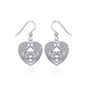 Angel Wing with Celtic Heart Silver Earrings TER1920