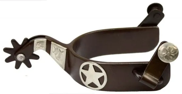 Antique Brown W/Silver Texas Star Spurs