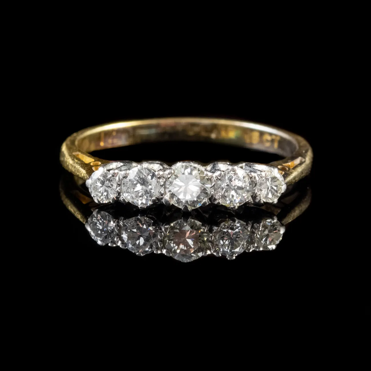 Antique Edwardian Diamond Ring 18Ct Gold Platinum Circa 1910