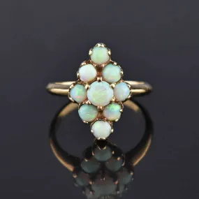 Antique Edwardian Navette Opal Cluster Ring, Sz 6.25