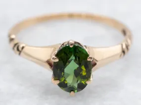 Antique Gold Green Tourmaline Solitaire Ring