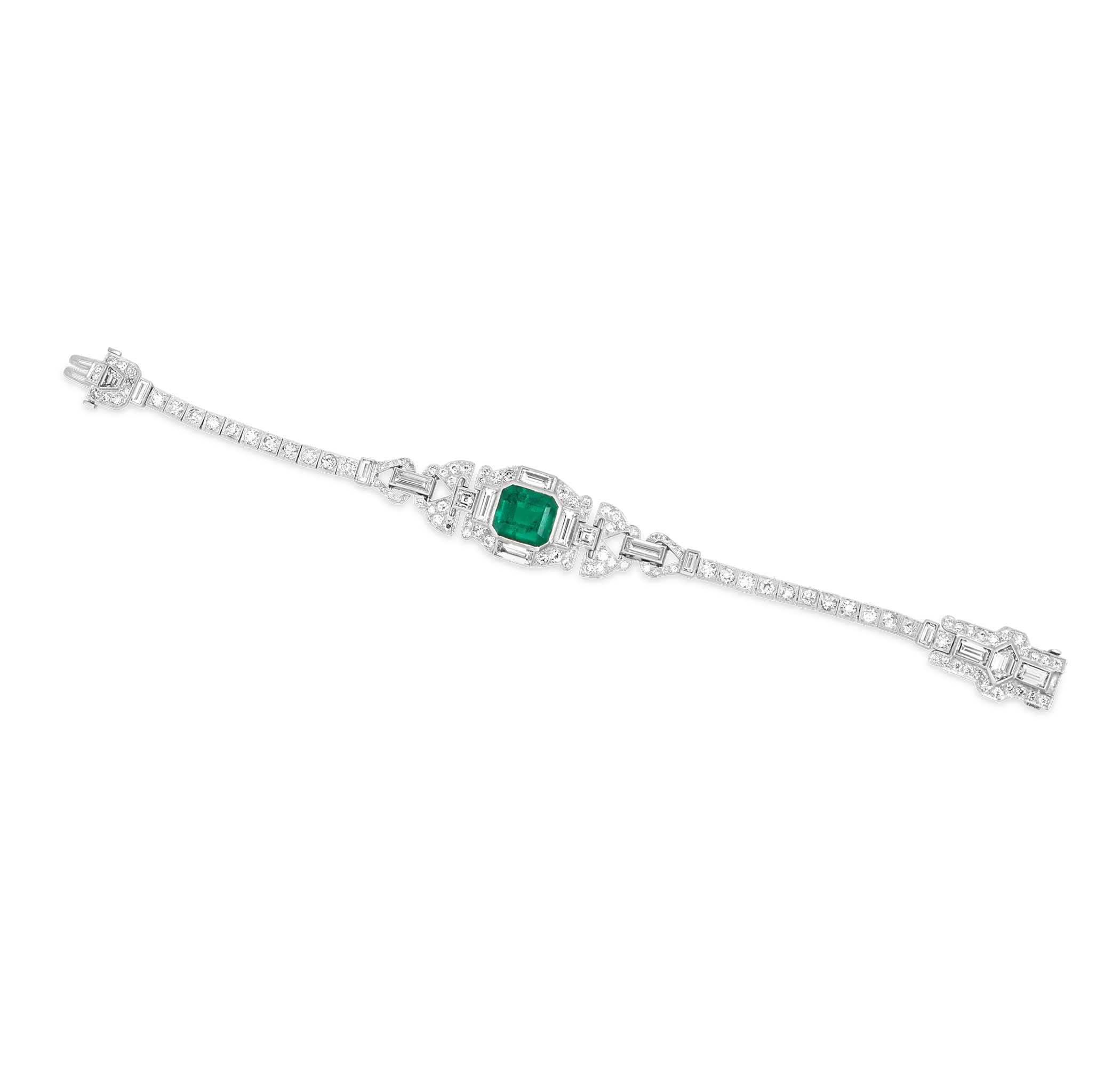 Art Deco Colombian Emerald and Diamond Bracelet