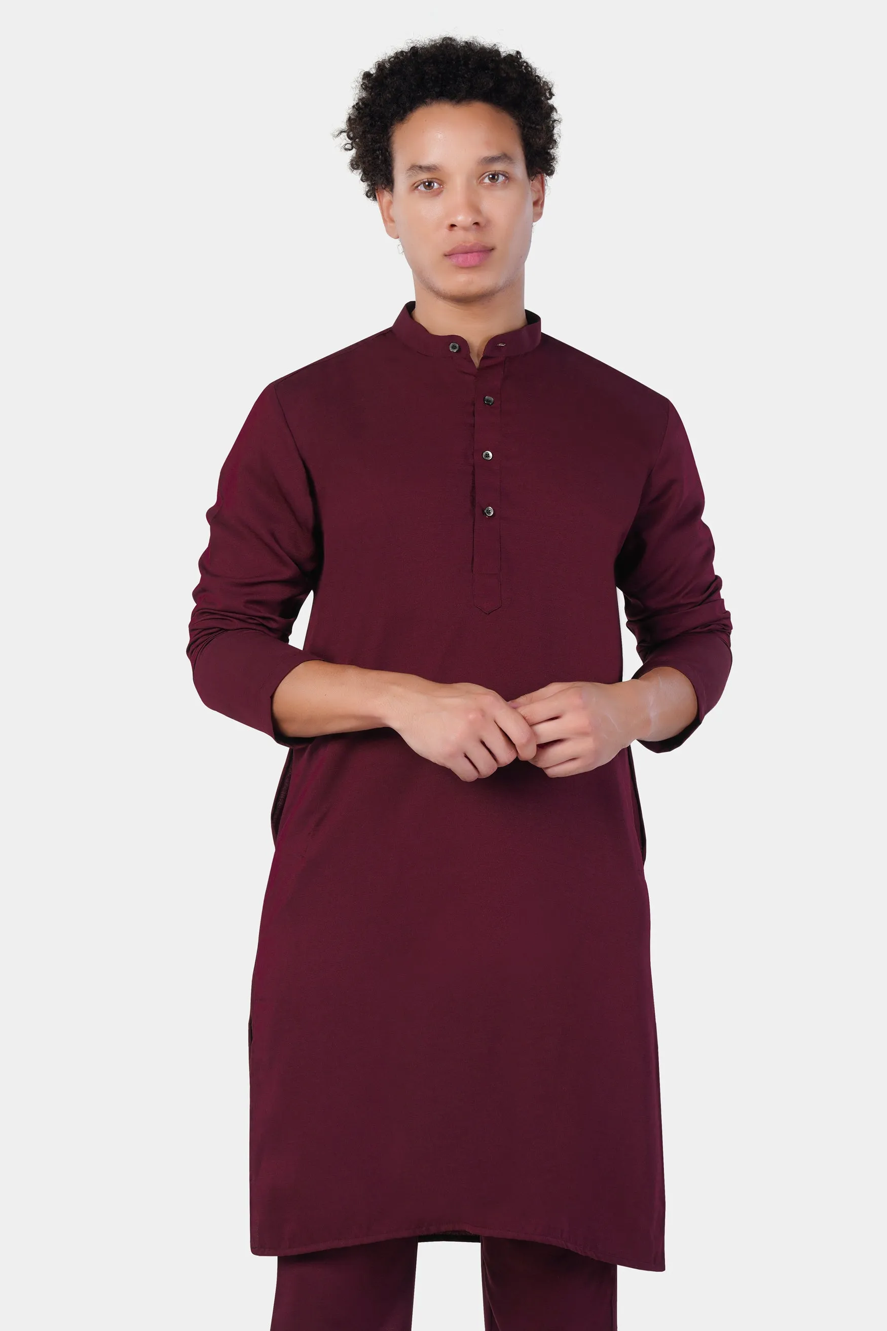 Aubergine Maroon Subtle Sheen Viscose Kurta