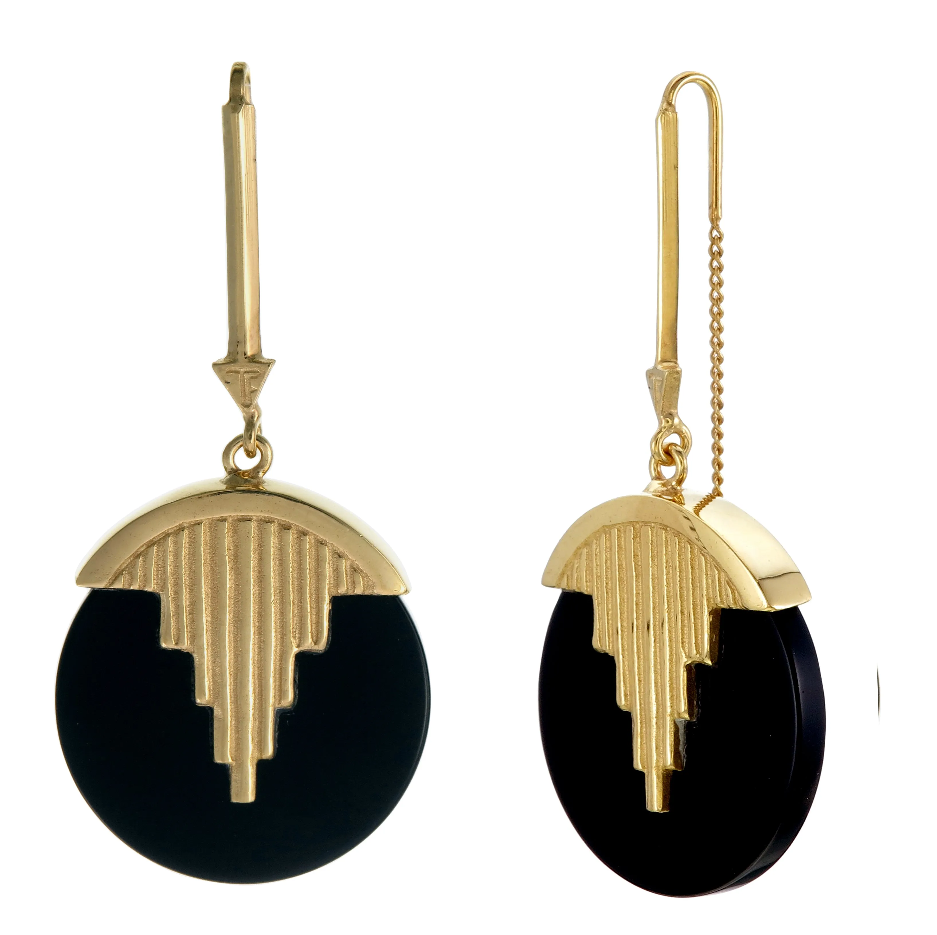 AURORA PENDULUM EARRINGS BLACK ONYX - GOLD