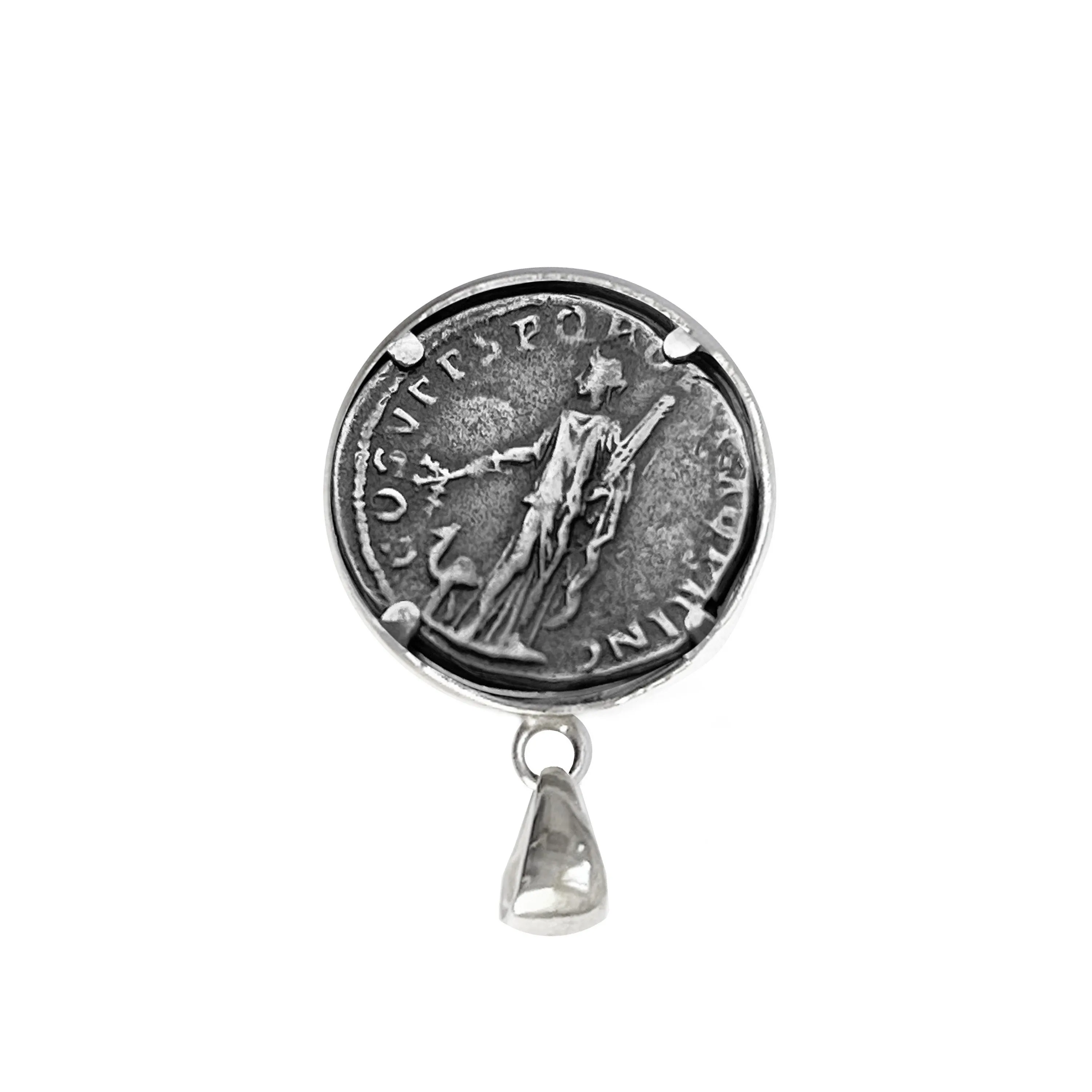 Authentic Ancient Roman Silver Coin 2nd Cent. AD Pendant depicting Emperor Trajan