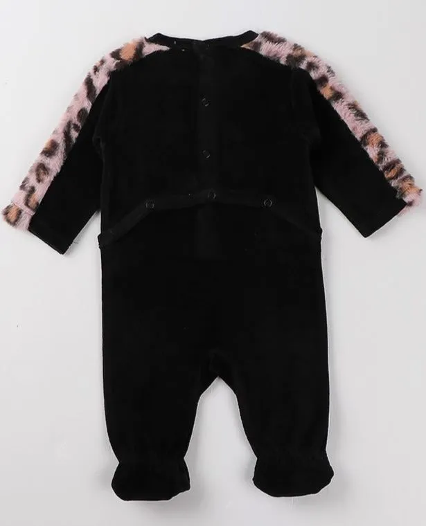 Baby Bedtime Velour Leopard Print Footie Onesie