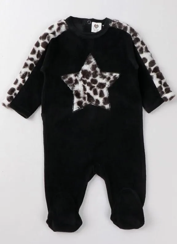 Baby Bedtime Velour Leopard Print Footie Onesie