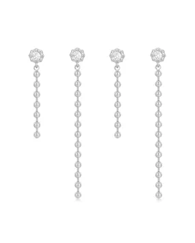 Ball Chain Drop Earring Set- Silver