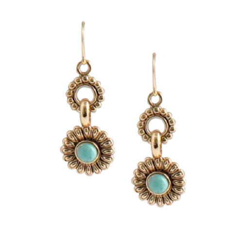 Barse Floral Bronze and Turquoise Loop Earring