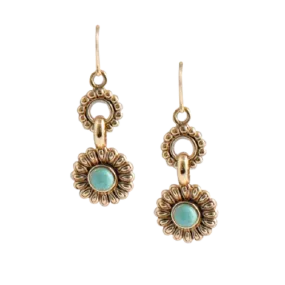 Barse Floral Bronze and Turquoise Loop Earring